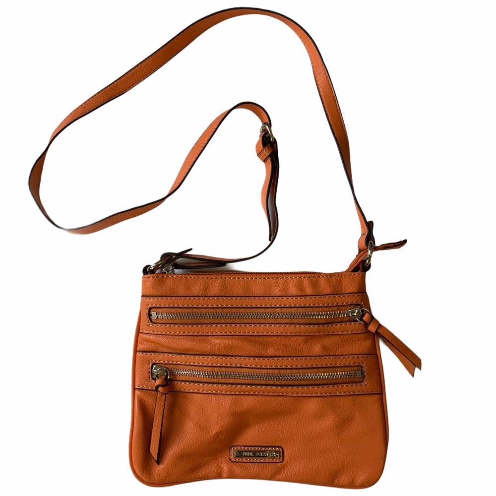 Nine West Orange Faux Leather Small Crossbody Bag
